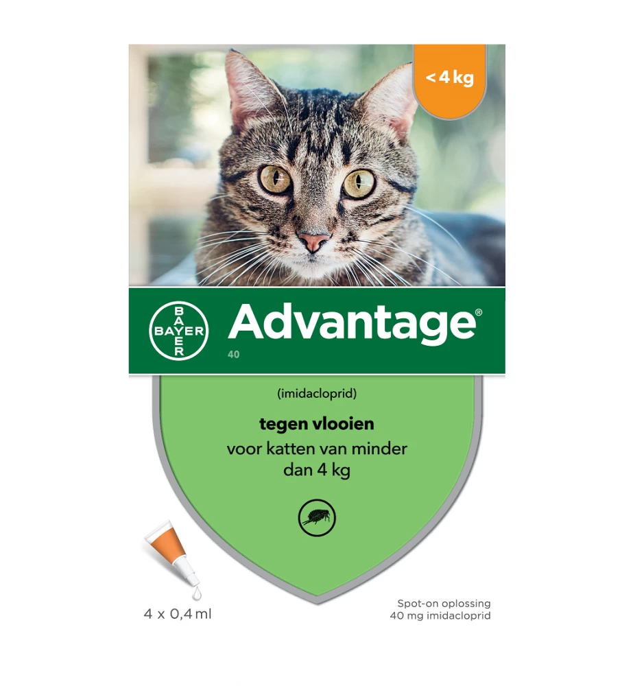 Advantage 40 Kat Kleiner Dan 4 Kg - 4 Pipetten 4 Advantage 40 Kat Kleiner Dan 4 Kg - 4 Pipetten - Afbeelding 2