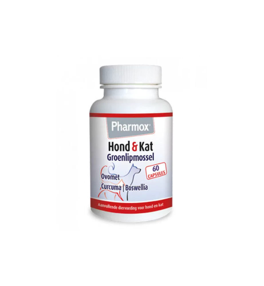 Pharmox Groenlipmossel Hond & Kat - 60 Capsules 3 Pharmox Groenlipmossel Hond & Kat - 60 Capsules