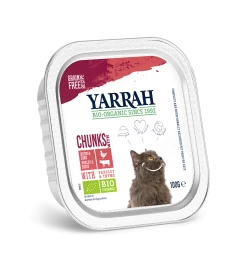 Yarrah Biologisch Kattenvoer Chunks Met Kip & Rund - 16 X 100 Gram